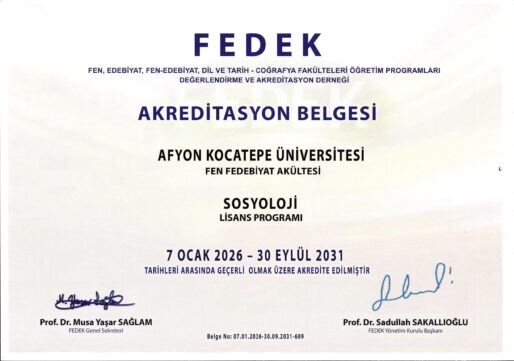 Sosyoloji Bölümümüzden Önemli Başarı: 5 Yıllık FEDEK Akreditasyonu